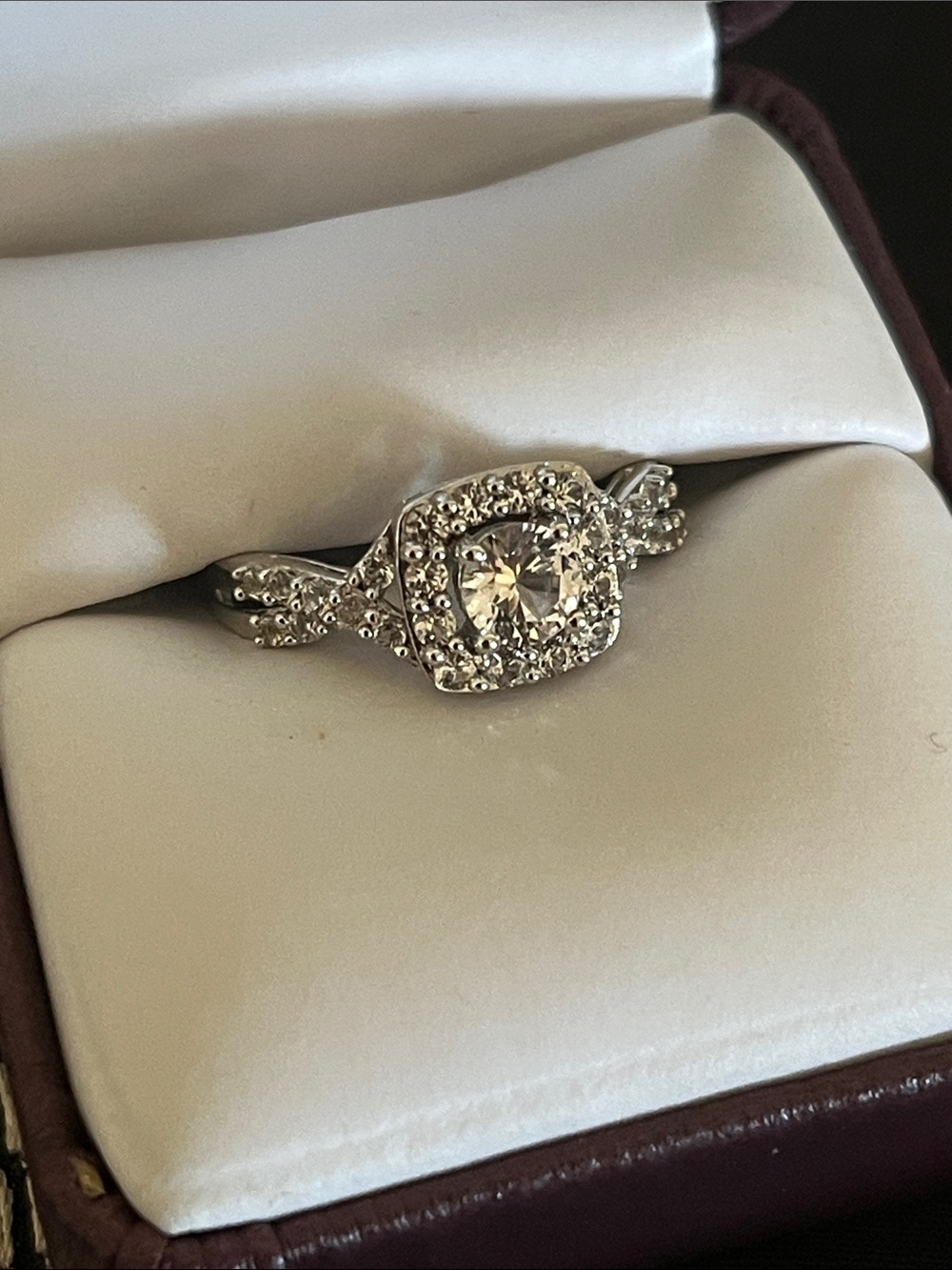 Halo Cushion-Cut Engagement Style Ring, 7